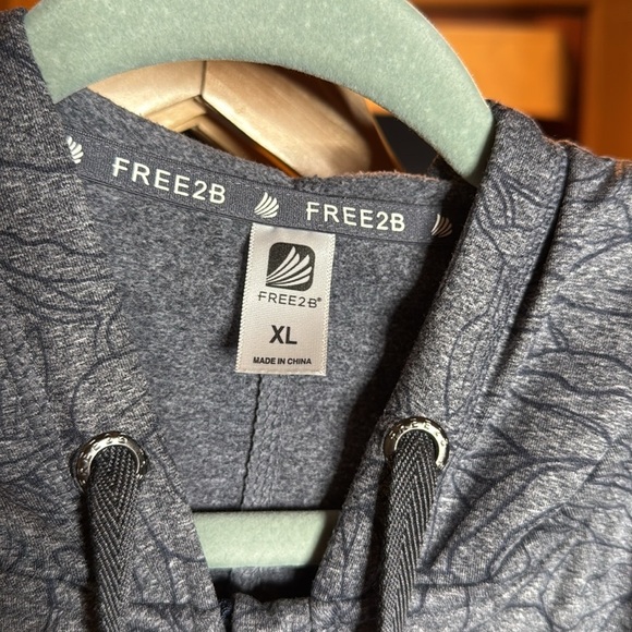 Free2B Gray Floral Fleece Lined Hooded Jacket w/ Thumbholes Size XL - Picture 5 of 12